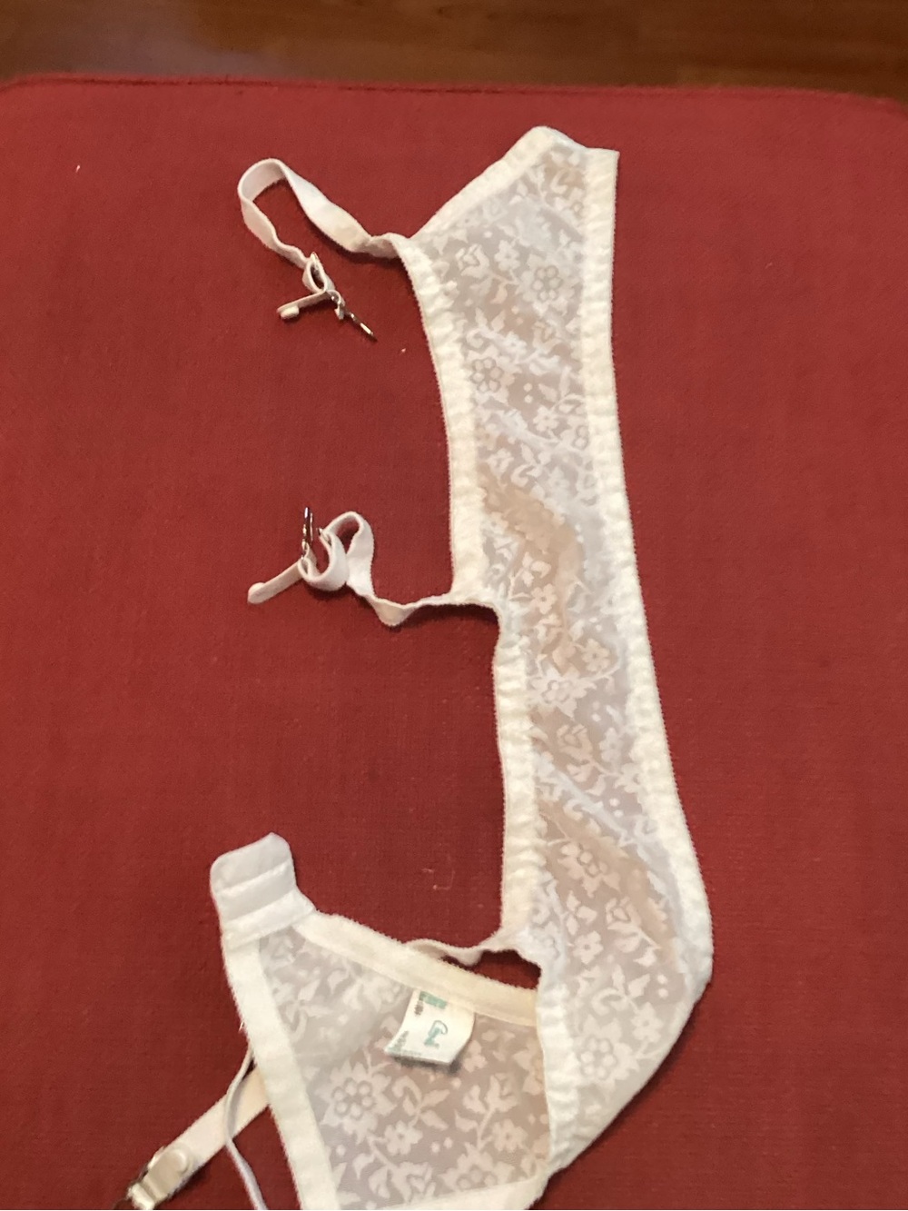 Crownette White Lace Gater with Nylons - Sheer Floral Mesh